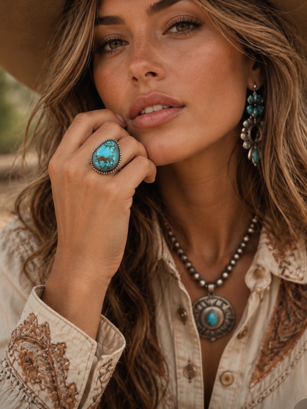 Navajo Scott Skeets Turquoise & Sterling Silver Adjustable Ring